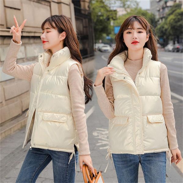 women's vests stand collar winter slim short style vest solid cotton thick sleeveless jacket female autumn warm casual outwear, Black;white
women's vests stand collar winter slim short style vest solid cotton thick sleeveless jacket female autumn warm casual outwear, Black;white