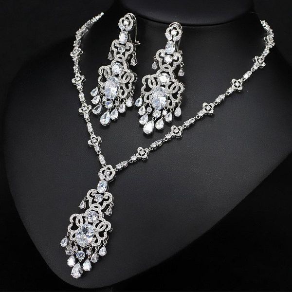 earrings & necklace wah mei jewelry sets cz stone crystal pendant and bridal accessories women wedding, Silver
earrings & necklace wah mei jewelry sets cz stone crystal pendant and bridal accessories women wedding, Silver