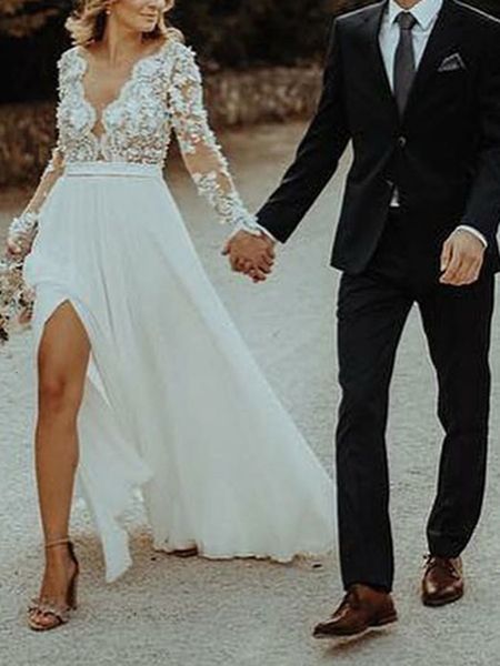 new long 2021 sleeves see through neck appliqued lace wedding es a-line train illusion bridal gown white ivory beach tj4g
new long 2021 sleeves see through neck appliqued lace wedding es a-line train illusion bridal gown white ivory beach tj4g