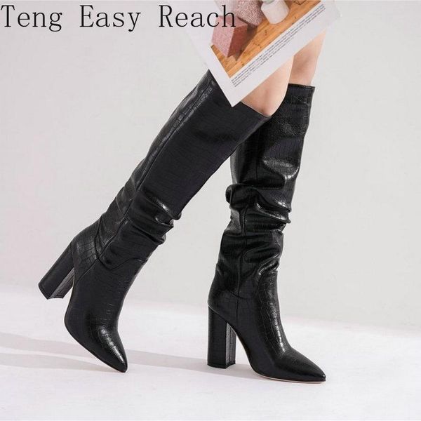 boots 2021 classic womens winter shoes pumps block high heels knee pleated ladies drop 43, Black
boots 2021 classic womens winter shoes pumps block high heels knee pleated ladies drop 43, Black