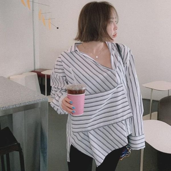 women's blouses & shirts lanmrem 2021 spring summer lapel lantern sleeve stripe pullover shirt women korea loose irregular blouse tide, White
women's blouses & shirts lanmrem 2021 spring summer lapel lantern sleeve stripe pullover shirt women korea loose irregular blouse tide, White