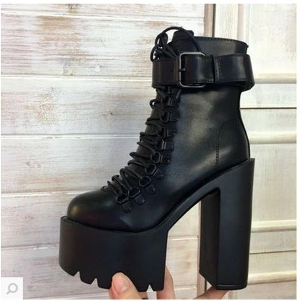 dress shoes women's boots thick heel water platform buckle lace up side zipper super high, Black
dress shoes women's boots thick heel water platform buckle lace up side zipper super high, Black