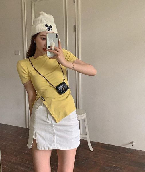 women's t-shirt 6solid colors 2021 summer korean style short sleeve t-shirts womens split slim cropped tees shirt femme (r99573), White
women's t-shirt 6solid colors 2021 summer korean style short sleeve t-shirts womens split slim cropped tees shirt femme (r99573), White