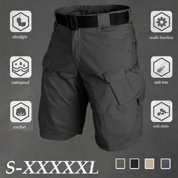2021 5xl men's cargo shorts outdoor army black male short pants elastic joggers clothing multi casual shorts for men, White;black