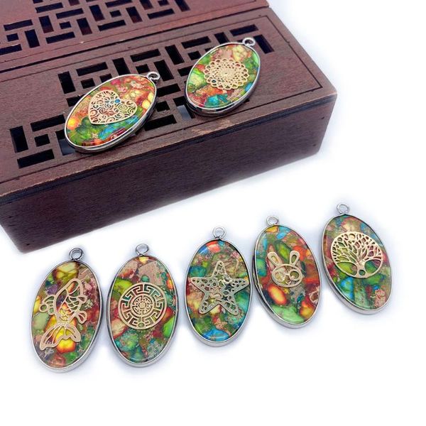 charms natural stone turquoise necklace pendant color stitching oval hemming craft for jewelry making diy bracelet accessories, Bronze;silver
charms natural stone turquoise necklace pendant color stitching oval hemming craft for jewelry making diy bracelet accessories, Bronze;silver