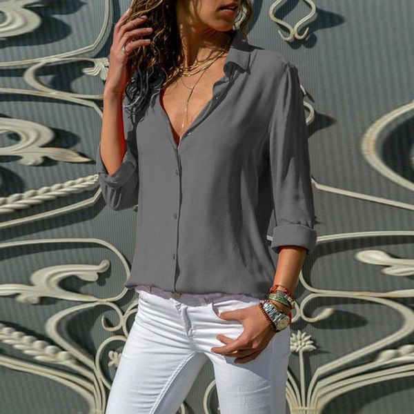 women's blouses & shirts summer elegant office women solid lapel chiffon blouse white mujer work shirt button grey red plus size 5xl b
women's blouses & shirts summer elegant office women solid lapel chiffon blouse white mujer work shirt button grey red plus size 5xl b