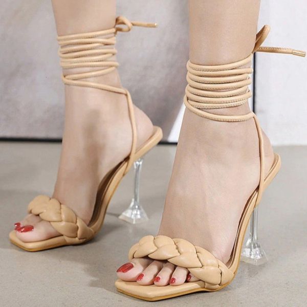fashion lace up square head high-heeled sandals women's transparent heel one line woven, Black
fashion lace up square head high-heeled sandals women's transparent heel one line woven, Black