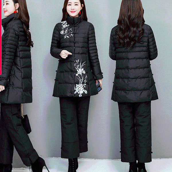 winter jacket women 2 piece set women two piece outfits elastic waist chinese style button autumn korean cotton pants suit, White
winter jacket women 2 piece set women two piece outfits elastic waist chinese style button autumn korean cotton pants suit, White
