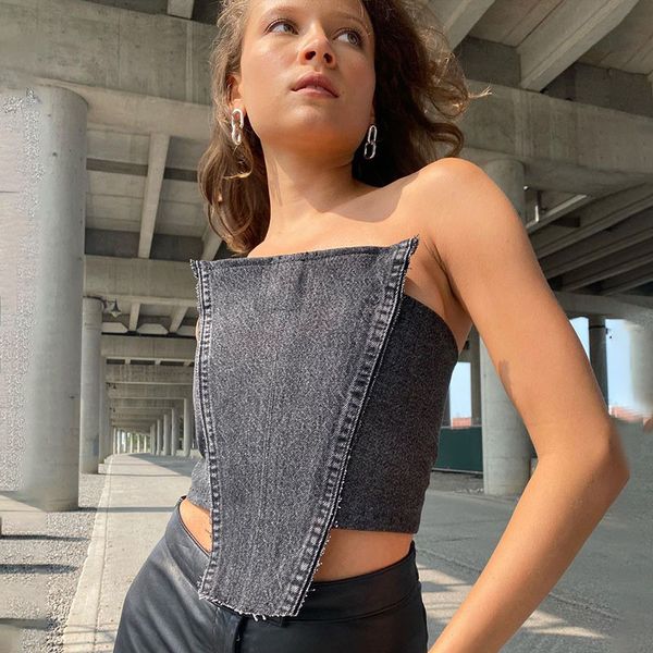 denim bandage womens tube slash neck female crop tanks vest sleeveless bodycon backless women bustier top, White
denim bandage womens tube slash neck female crop tanks vest sleeveless bodycon backless women bustier top, White