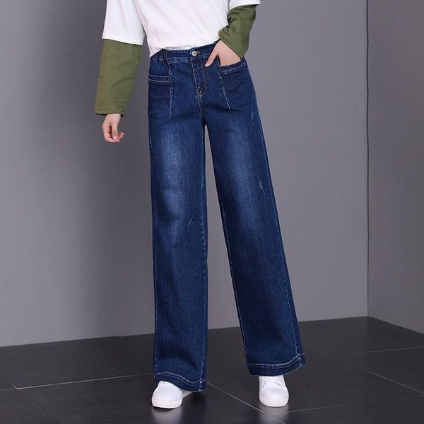 women's jeans women loose long pants casual high waist elasticity solid color denim pant trousers ladies streetwear, Blue
women's jeans women loose long pants casual high waist elasticity solid color denim pant trousers ladies streetwear, Blue