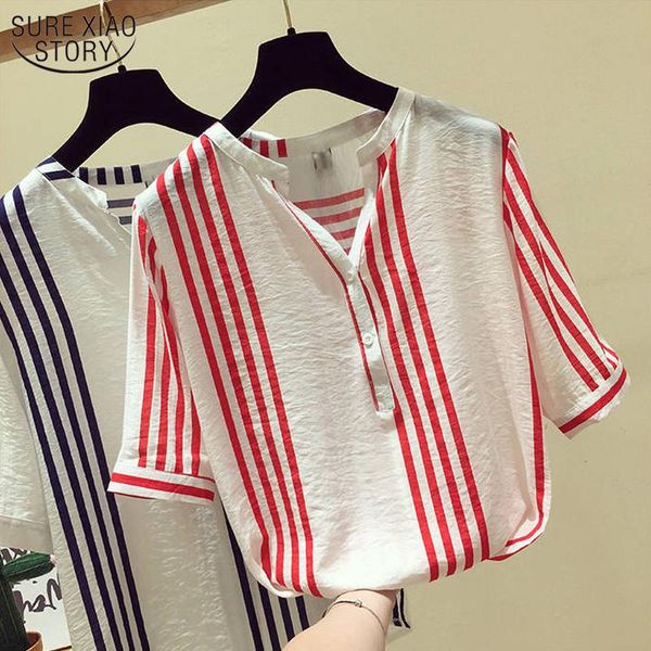 women's blouses & shirts striped shirt plus size women short sleeve korean style loose wild blouse woman summer v-neck woman's blu, White
women's blouses & shirts striped shirt plus size women short sleeve korean style loose wild blouse woman summer v-neck woman's blu, White