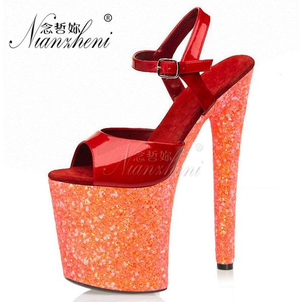 8 inches super high heeled shoes bling platform shallow big size women's sandals 20cm nightclub pole dancing show cross dressing, Black
8 inches super high heeled shoes bling platform shallow big size women's sandals 20cm nightclub pole dancing show cross dressing, Black