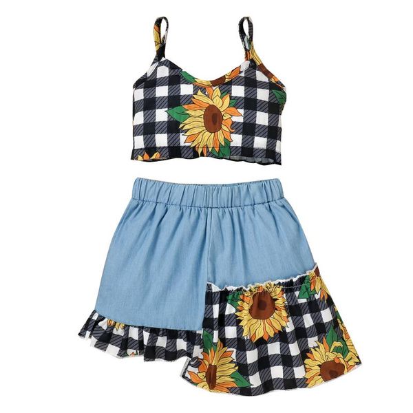 clothing sets fashion girls summer off shoulder plaid sunflower vest denim patch skirts toddler children clothes 2pcs 2-7y, White
clothing sets fashion girls summer off shoulder plaid sunflower vest denim patch skirts toddler children clothes 2pcs 2-7y, White