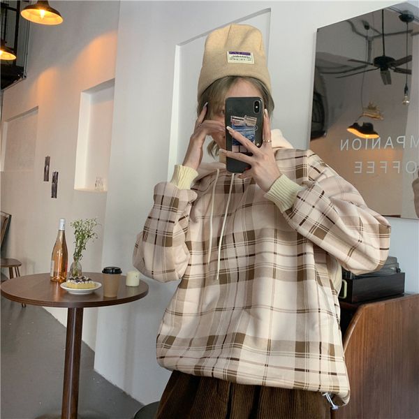 2021 new autumn and winter retro wild plaid loose fake two-piece stitching hooded thickened sweatshirt college style b9qv, Black
2021 new autumn and winter retro wild plaid loose fake two-piece stitching hooded thickened sweatshirt college style b9qv, Black