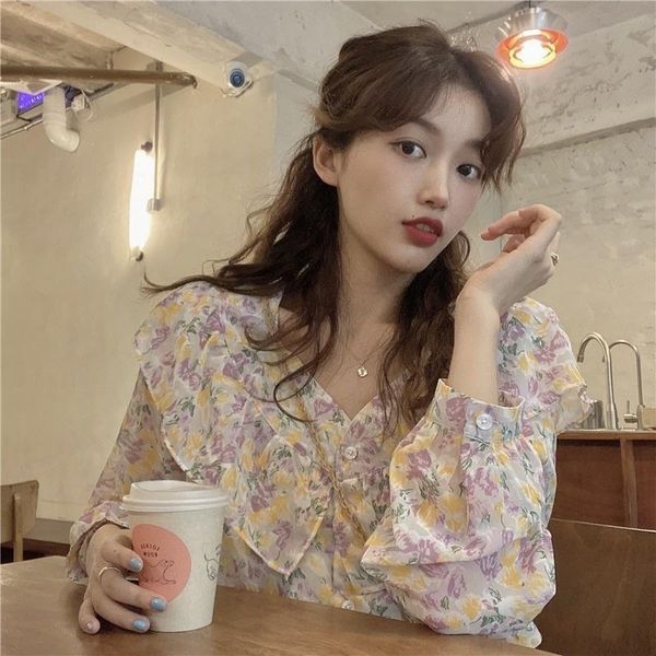 women's blouses & shirts floral chiffon shirt summer korean style chic trendy anti-aging slimming french design niche long sleeve top, White
women's blouses & shirts floral chiffon shirt summer korean style chic trendy anti-aging slimming french design niche long sleeve top, White