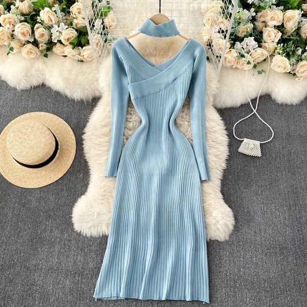 y women korean knitted dress elastic v neck long sleeve elegant solid dress autumn winter fashion warm sweater dresses, White;black
y women korean knitted dress elastic v neck long sleeve elegant solid dress autumn winter fashion warm sweater dresses, White;black