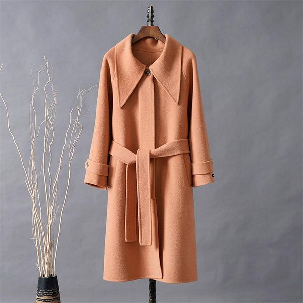 women's wool & blends autumn solid double faced coat for women medium mid-length black loose jacket belt windbreaker female outerwear
women's wool & blends autumn solid double faced coat for women medium mid-length black loose jacket belt windbreaker female outerwear
