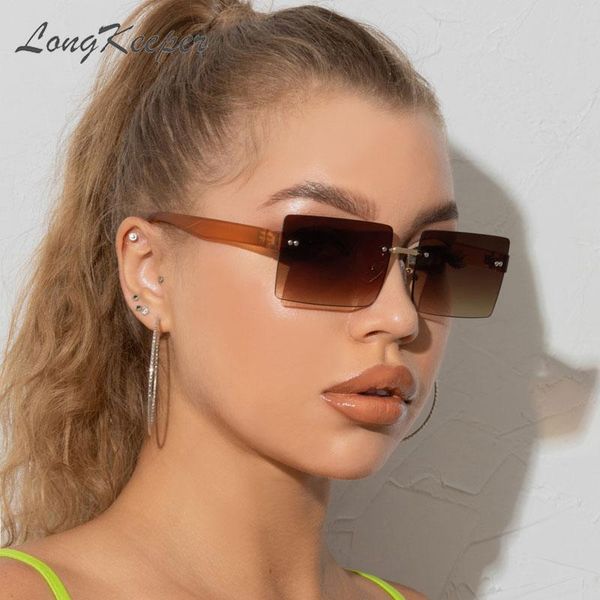 sunglasses trendy vintage brown square women rimless rectangle sun glasses gradient uv400, White;black
sunglasses trendy vintage brown square women rimless rectangle sun glasses gradient uv400, White;black