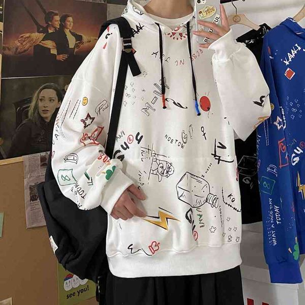 2021 spring and autumn new hooded casual large loose youth pullover men's sweater, Black
2021 spring and autumn new hooded casual large loose youth pullover men's sweater, Black