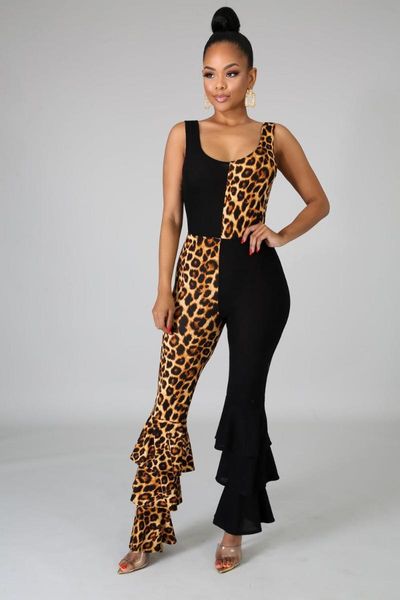 women's jumpsuits & rompers adfvat fashion cascading ruffles flare pants women sleeveless leopard print patchwork skinny party romper, Black;white
women's jumpsuits & rompers adfvat fashion cascading ruffles flare pants women sleeveless leopard print patchwork skinny party romper, Black;white