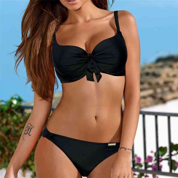 black bikini set women bandage push up swimsuit plus size solid swimwear female brazilian biquini beach bathing suit 210714, White;black
black bikini set women bandage push up swimsuit plus size solid swimwear female brazilian biquini beach bathing suit 210714, White;black