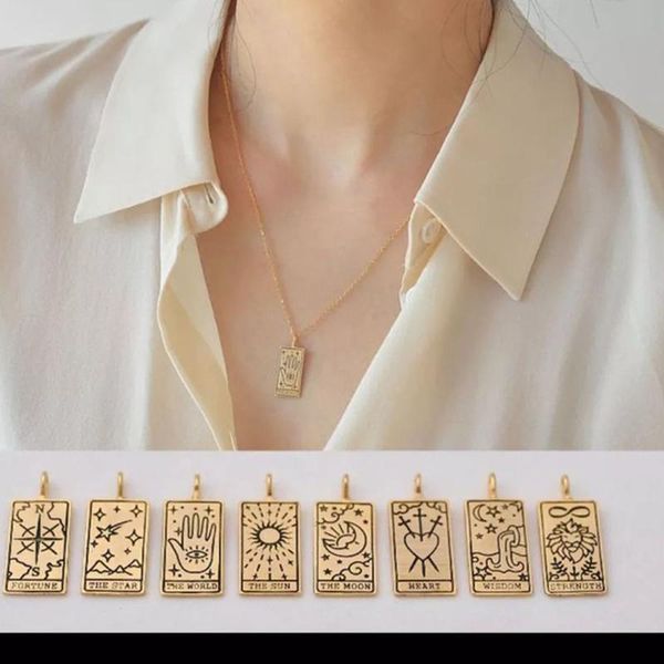 pendant necklaces fashion tarot card necklace for women fortune star world sun moon heart wisdom strength symbolic friendship, Silver
pendant necklaces fashion tarot card necklace for women fortune star world sun moon heart wisdom strength symbolic friendship, Silver