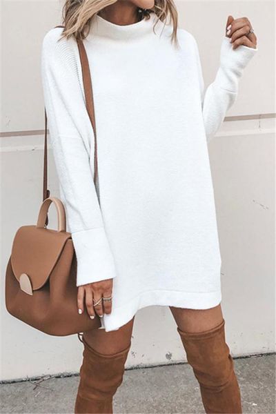 Women's Mini Dress Winter White Long Beck Knitted Sweater Gown Ladies'clothes 03wx, Black;gray
Women's Mini Dress Winter White Long Beck Knitted Sweater Gown Ladies'clothes 03wx, Black;gray