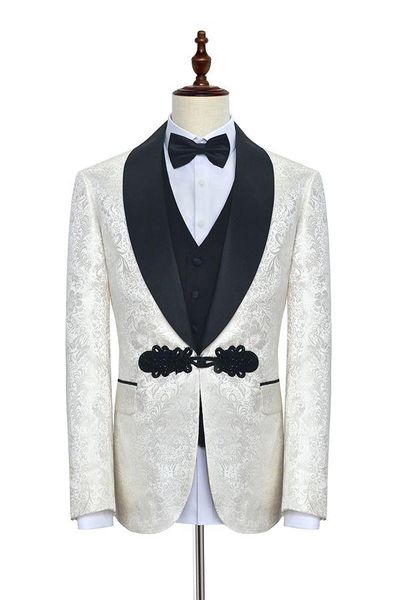 men's suits & blazers custom made men shawl black lapel groom tuxedos white pattern wedding groomsman 3 pieces ( jacket+pants+vest+tie, White;black
men's suits & blazers custom made men shawl black lapel groom tuxedos white pattern wedding groomsman 3 pieces ( jacket+pants+vest+tie, White;black
