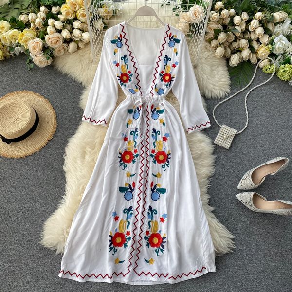 2021 bohemian beach style new summer vacation es drawstring slim flower embroidery vestidos femme pp458 h56i, Black;gray
2021 bohemian beach style new summer vacation es drawstring slim flower embroidery vestidos femme pp458 h56i, Black;gray