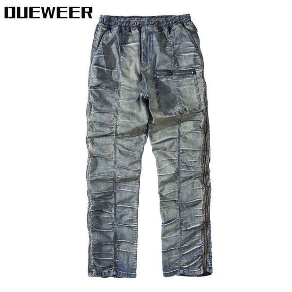 dueweer vintage distressed pleated jeans swag streetwear slim fit biker jeans men hip hop double side zipper denim pant for men, Blue
dueweer vintage distressed pleated jeans swag streetwear slim fit biker jeans men hip hop double side zipper denim pant for men, Blue