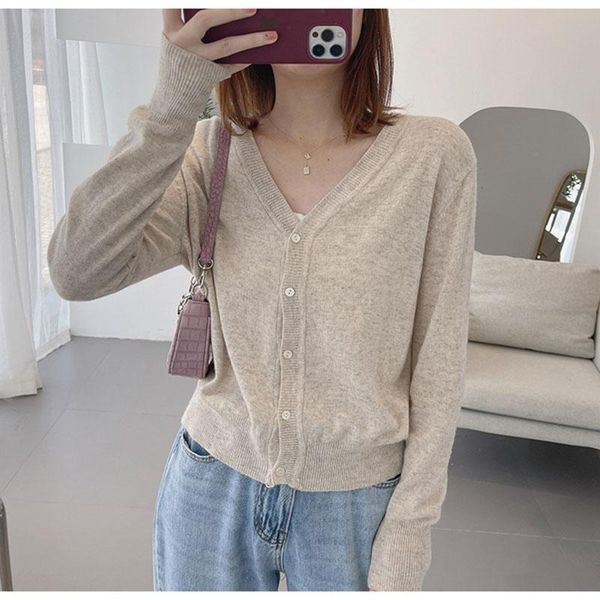 women's knits & tees pure color knitted cardigan 2021 spring and autumn korean simple straight v-neck thin long sleeve sweater 2-11, White
women's knits & tees pure color knitted cardigan 2021 spring and autumn korean simple straight v-neck thin long sleeve sweater 2-11, White
