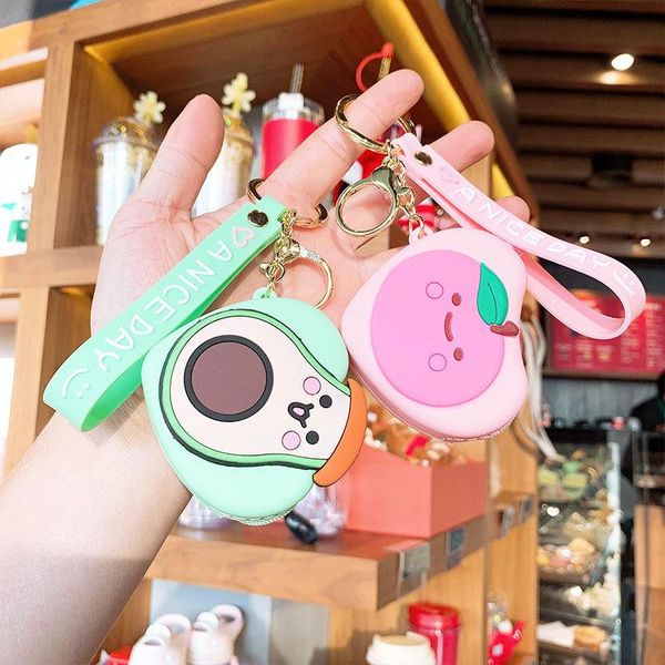 keychains 2021 heart-shaped fruit wallet mini avocado key chain men's and women's car bags pendant accessories ring, Silver 
keychains 2021 heart-shaped fruit wallet mini avocado key chain men's and women's car bags pendant accessories ring, Silver