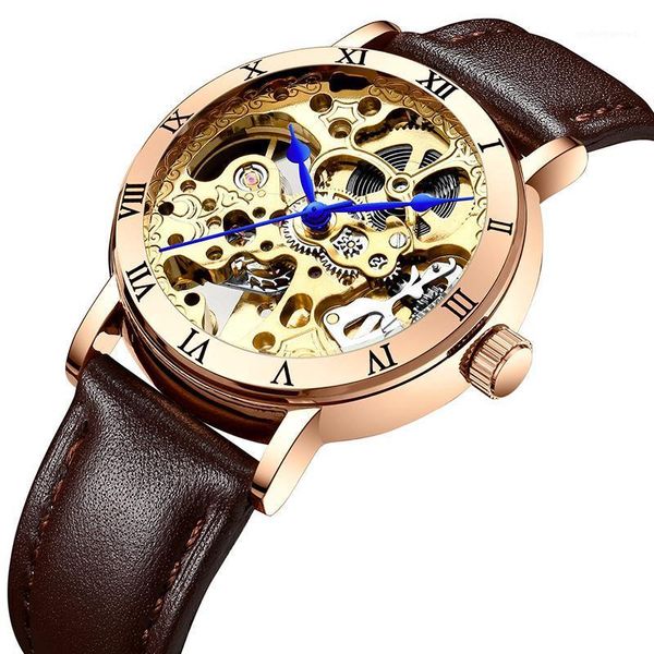 wristwatches classic skeleton dial leather strap exquisite watch rose golden women fashion waterproof mechanical clock, Slivery;brown
wristwatches classic skeleton dial leather strap exquisite watch rose golden women fashion waterproof mechanical clock, Slivery;brown