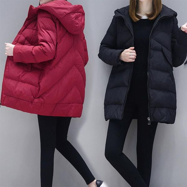 female warm thick winter jacket women parka down autumn coat 2021 plus size clothing outerwear quilted fall korean long hooded, Black
female warm thick winter jacket women parka down autumn coat 2021 plus size clothing outerwear quilted fall korean long hooded, Black