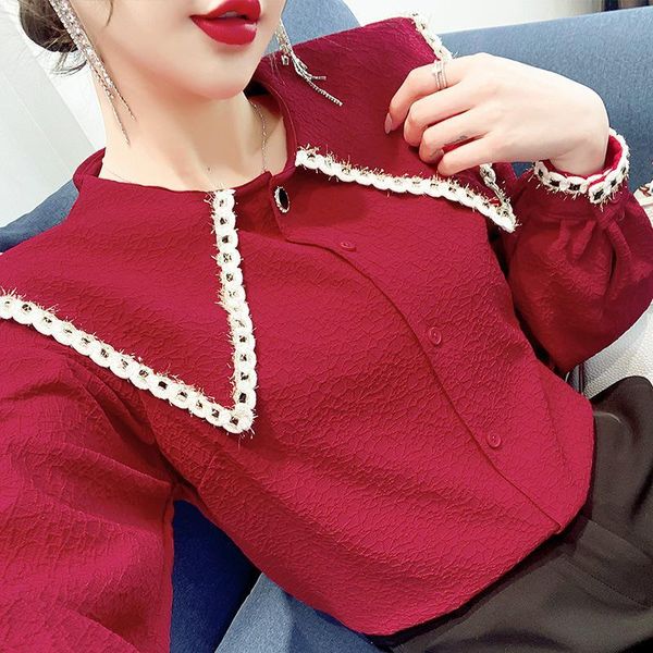 women's blouses & shirts 2021 spring shirt bright silk doll collar long sleeve korean style slim top, White
women's blouses & shirts 2021 spring shirt bright silk doll collar long sleeve korean style slim top, White