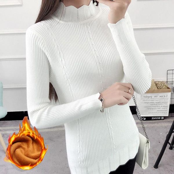 women's sweaters wool liner jumper autumn winter half turtleneck plus velvet solid long sleeve ladies sweater casual knitted wear femal, White;black
women's sweaters wool liner jumper autumn winter half turtleneck plus velvet solid long sleeve ladies sweater casual knitted wear femal, White;black