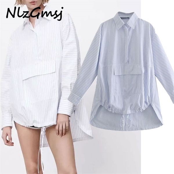 blouse women striped blouses femme big pocket lace up shirt long sleeves mujer blusas loose casual spring 03 210628, White
blouse women striped blouses femme big pocket lace up shirt long sleeves mujer blusas loose casual spring 03 210628, White