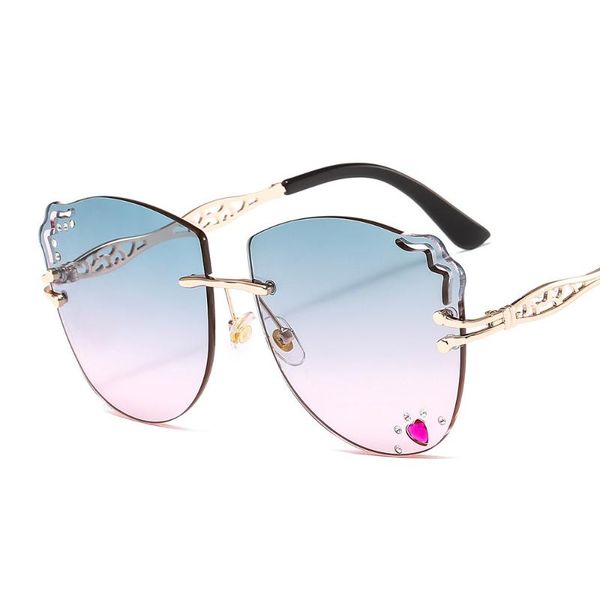 sunglasses frameless women wavy glasses love diamonds female personality, White;black
sunglasses frameless women wavy glasses love diamonds female personality, White;black