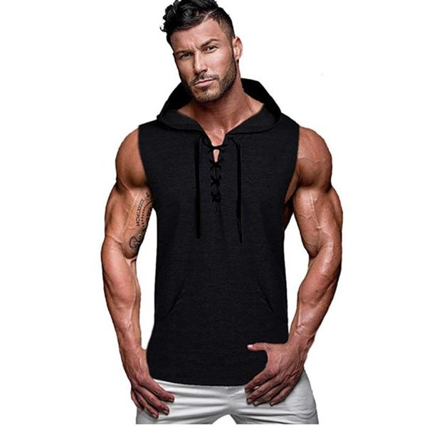men' tank bodybuilding stringer with hooded mens gyms clothing fitness sleeveless vests cotton singlets muscle tankops, White;black
men' tank bodybuilding stringer with hooded mens gyms clothing fitness sleeveless vests cotton singlets muscle tankops, White;black