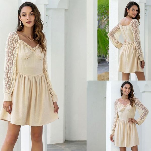 casual dresses women long sleeves v neck lace stitching tunic dress midi pullover sundress, Black;gray
casual dresses women long sleeves v neck lace stitching tunic dress midi pullover sundress, Black;gray