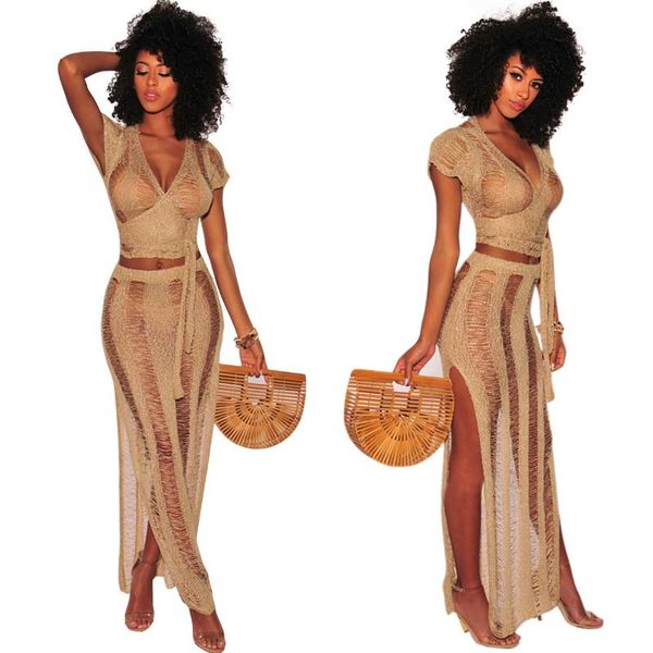 women's two piece pants european and american nightclub hollow perspective knitted beach two-piece suit, White
women's two piece pants european and american nightclub hollow perspective knitted beach two-piece suit, White