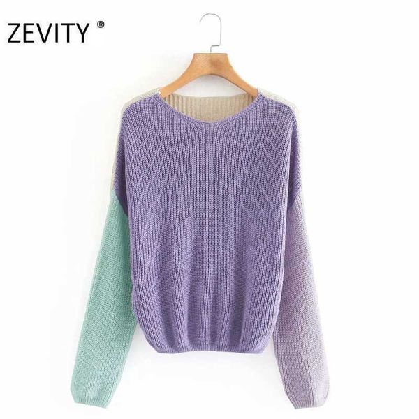 zevity women fashion color matching patchwork casual sweater chic female long sleeve streetwear knitted pullover s370 210603, White;black
zevity women fashion color matching patchwork casual sweater chic female long sleeve streetwear knitted pullover s370 210603, White;black