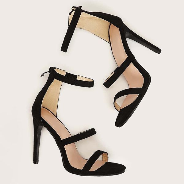 sandals 2021 women's summer fish mouth three band medium slim high heels, Black
sandals 2021 women's summer fish mouth three band medium slim high heels, Black