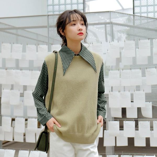 women's vests johnature autumn women clothes 2021 sweet sleeveless knitted sweater vest korean casual o-neck solid color loose sweaters, Black;white
women's vests johnature autumn women clothes 2021 sweet sleeveless knitted sweater vest korean casual o-neck solid color loose sweaters, Black;white