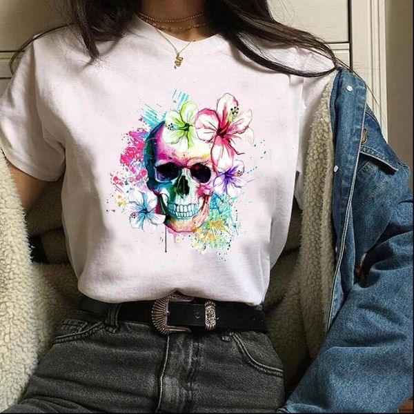 women clothing clothes graphic watercolor skull mujer 90s cute print halloween tees female t shirt womens t shirt, White
women clothing clothes graphic watercolor skull mujer 90s cute print halloween tees female t shirt womens t shirt, White