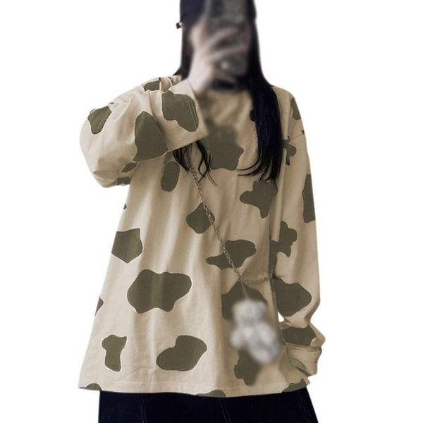 2021 new fashion autumn winter cow long-sleeved t-shirt korean retro mid-length tshirt loose bottoming women's clothing, White
2021 new fashion autumn winter cow long-sleeved t-shirt korean retro mid-length tshirt loose bottoming women's clothing, White