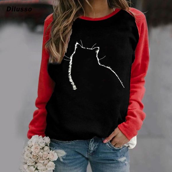 women's t-shirt 2021 women spring autumn o-neck casual loose cat print cute pullover patchwork ladies fashion long sleeve tee, White
women's t-shirt 2021 women spring autumn o-neck casual loose cat print cute pullover patchwork ladies fashion long sleeve tee, White