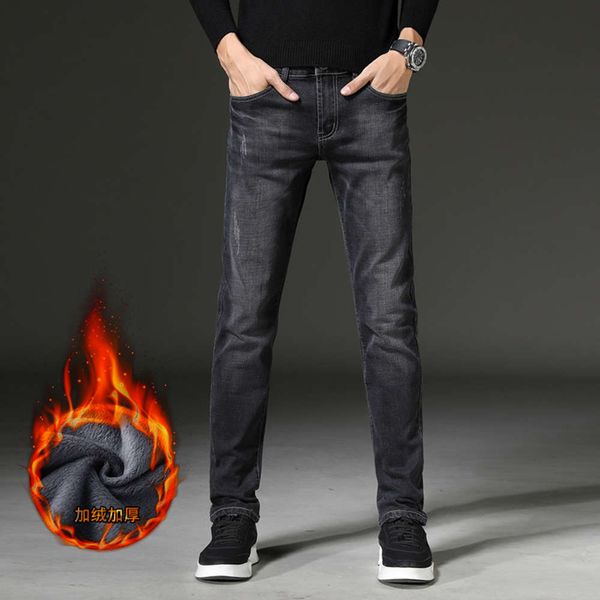black grey plush jeans men's autumn and winter thickened elastic leisure korean trend slim straight pants, Blue
black grey plush jeans men's autumn and winter thickened elastic leisure korean trend slim straight pants, Blue