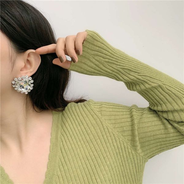 hbp fashion light luxury silver needle, flash diamond, big love, bungee earrings, and earrings