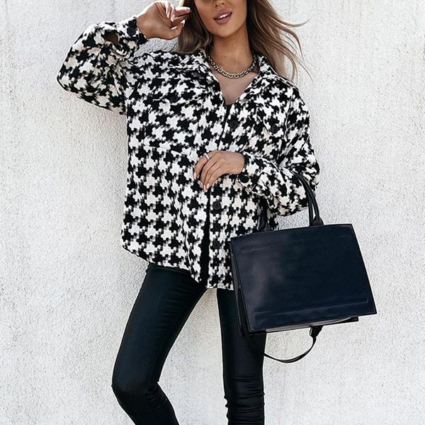 women's jackets fashion houndstooth pattern women coats autumn winter outwears elegant lapel single breasted ladies 2021, Black;brown
women's jackets fashion houndstooth pattern women coats autumn winter outwears elegant lapel single breasted ladies 2021, Black;brown